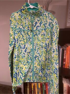 Ivivva Girls' Printed Zip-Up Jacket in Teal, Lime & White